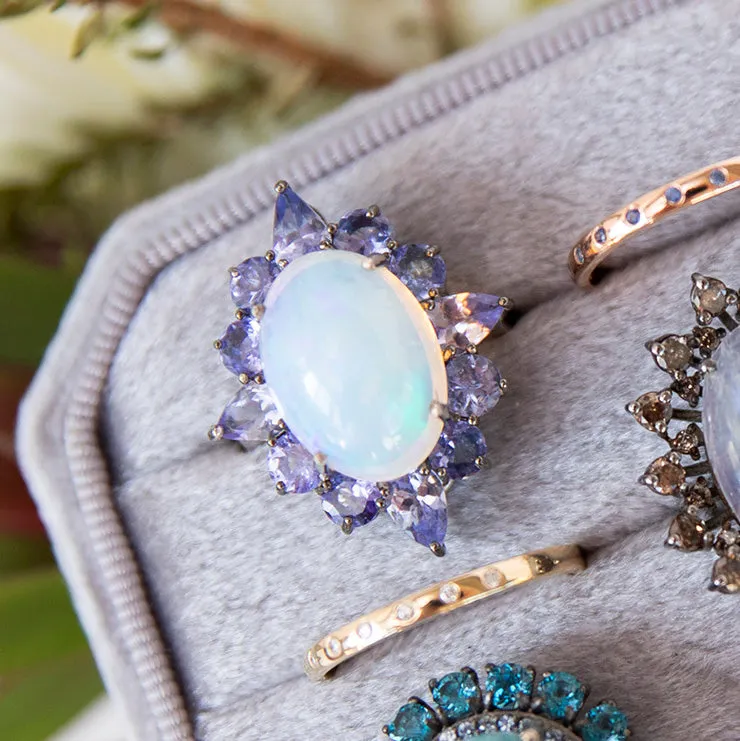 Natural Opal and Tanzanite Cocktail Ring