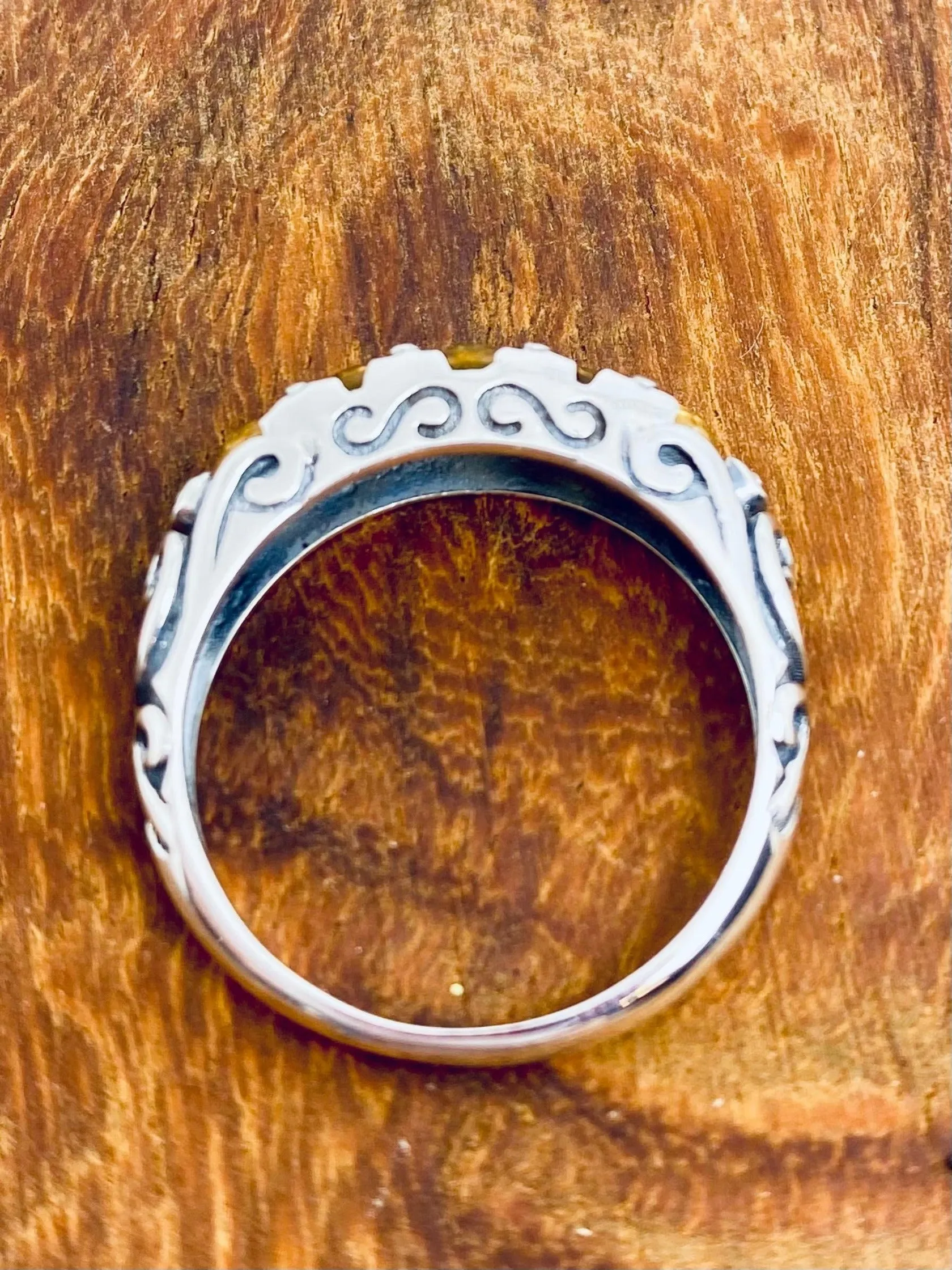 Natural Yellow Citrine Ring, Size 9 Ring, 5-Stone Georgian Ring, Victorian Jewelry Design#D19 - Ready to Ship