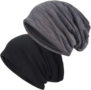 New EINSKEY Unisex Slouchy Beanie Hat, 2 Pack Baggy Jersey Skull Cap Winter Summer Hat