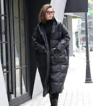 New Winter Hooded Long Sleeve Solid Color Black Cotton-padded Warm Loose Big Size Jacket Women parkas Fashion