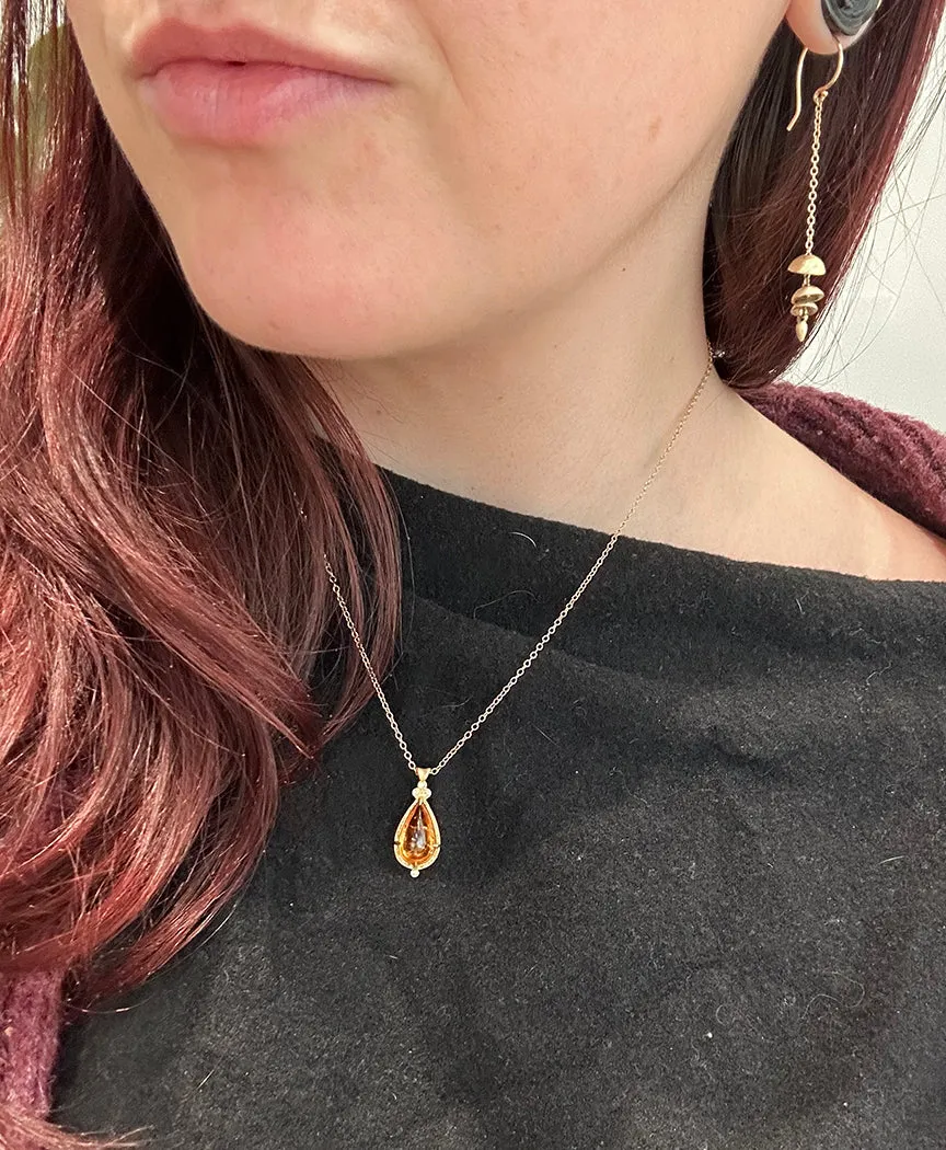 Orange Garnet Teardrop Pendant