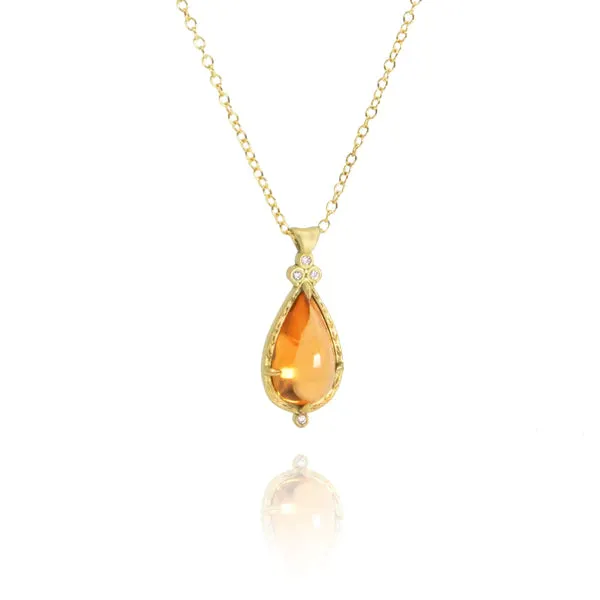 Orange Garnet Teardrop Pendant