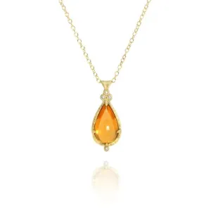 Orange Garnet Teardrop Pendant