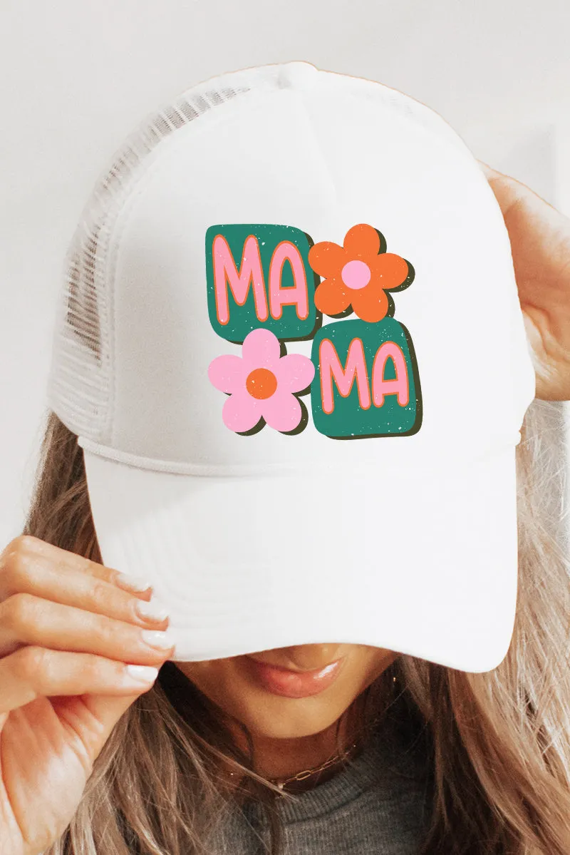 Orange Groovy Mama Foam Mesh Back Trucker Cap