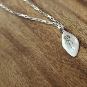 Organic Rose Pendant Necklace (Silver)