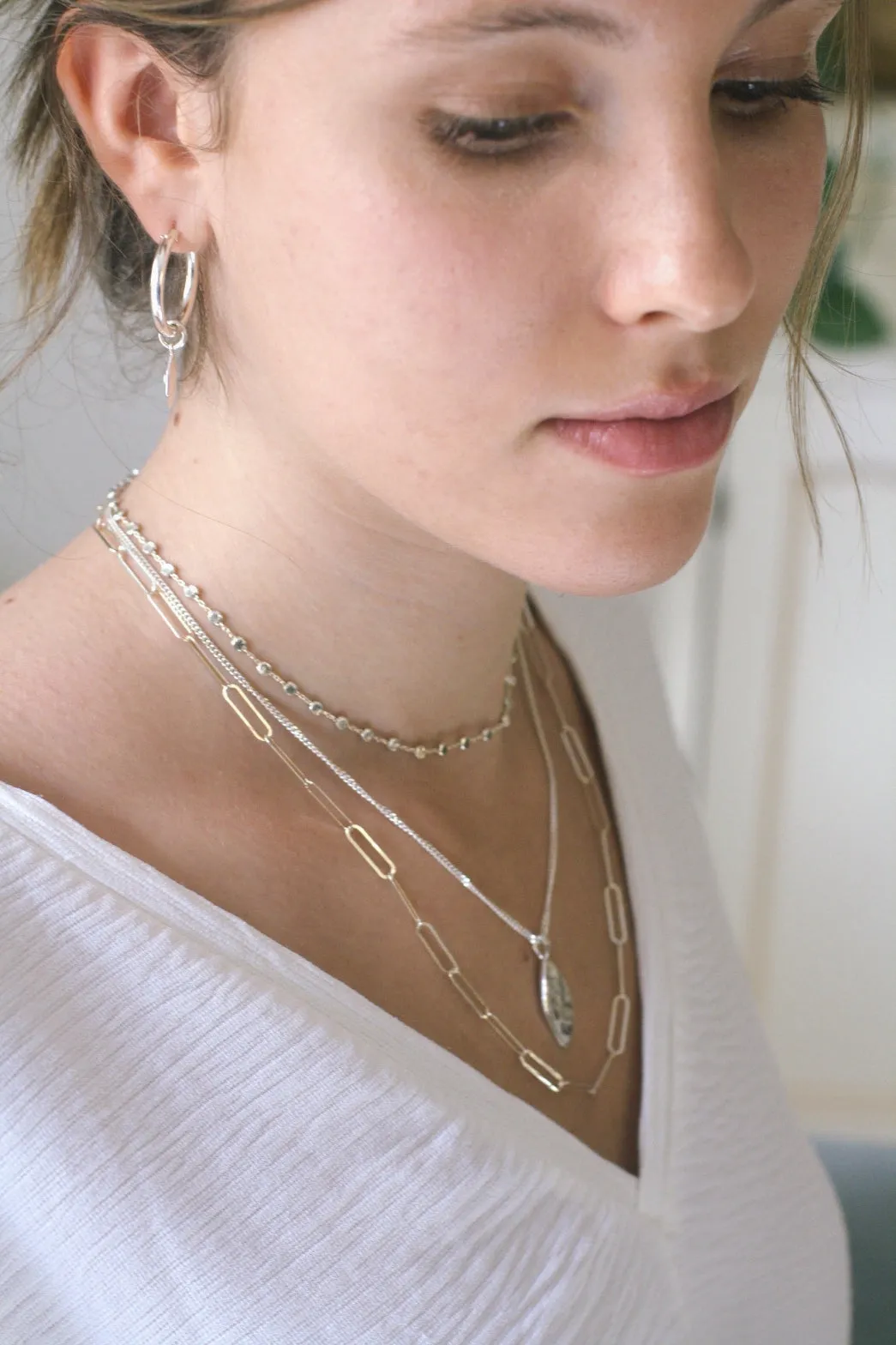 Organic Rose Pendant Necklace (Silver)