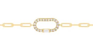 Oval Diamond Paperclip Link Bracelet