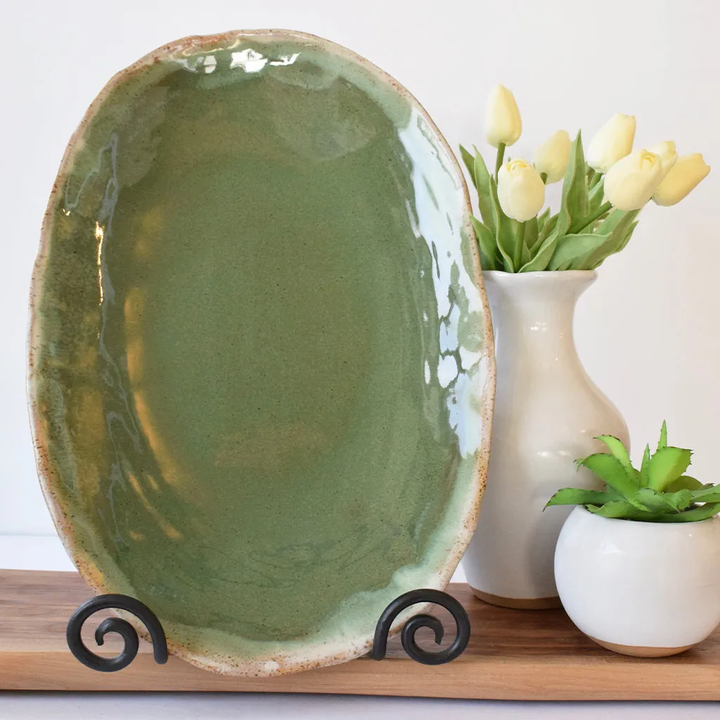 Oval Sandwich Platter Matcha Leaf