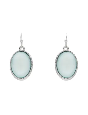 OVAL STONE DROP EARRING