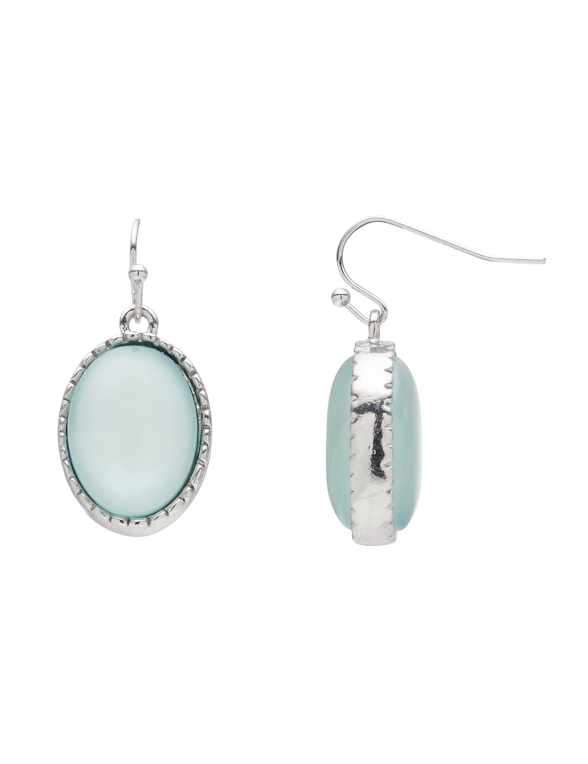 OVAL STONE DROP EARRING