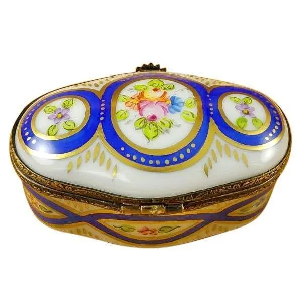 Oval with Blue & Flowers limoges box