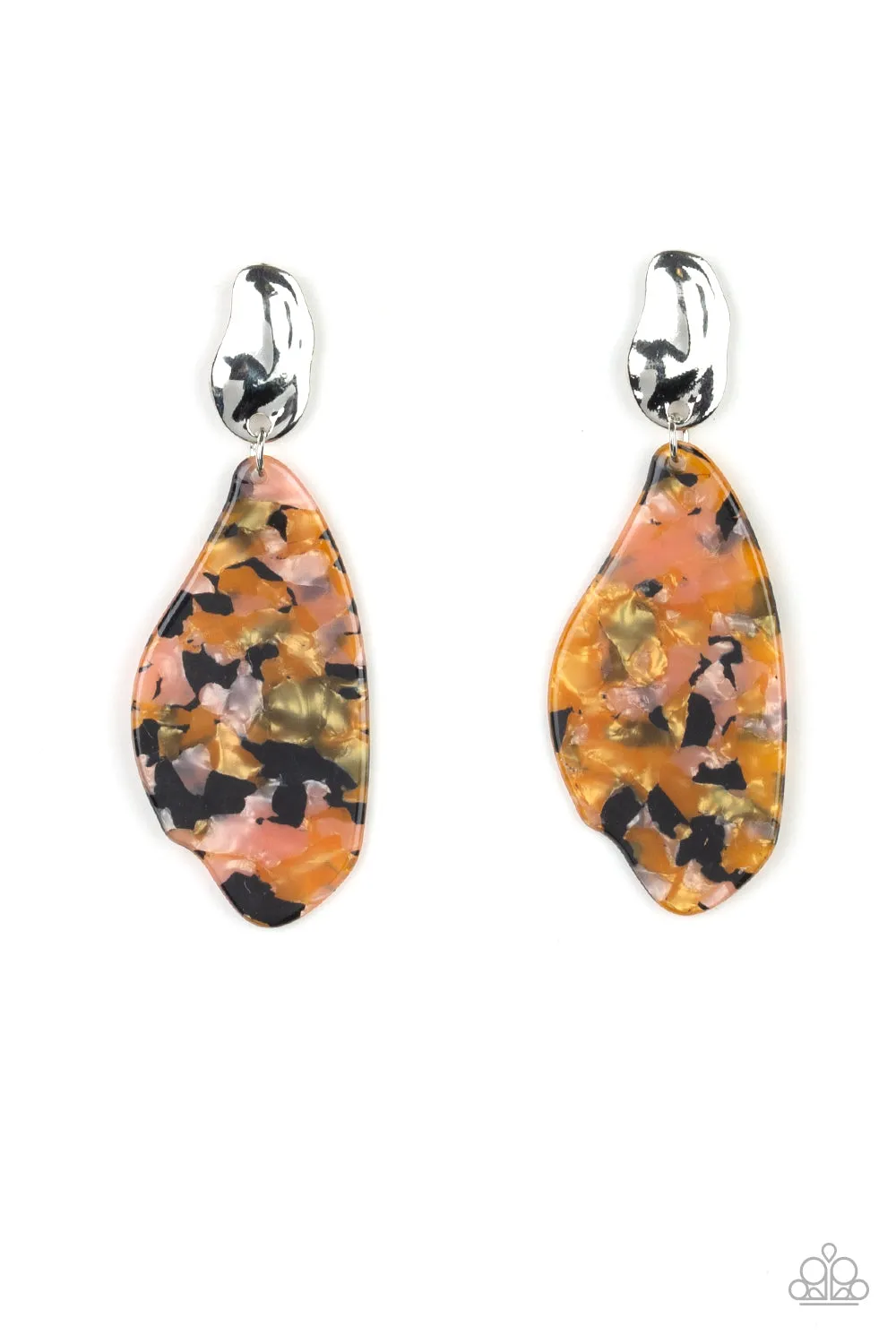 Paparazzi - Fish Out Of Water  - Silver Multi  -Acrylic Earrings
