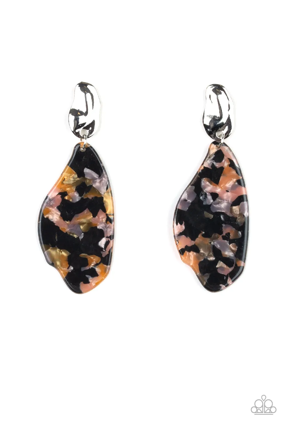 Paparazzi - Fish Out Of Water  - Silver Multi  -Acrylic Earrings