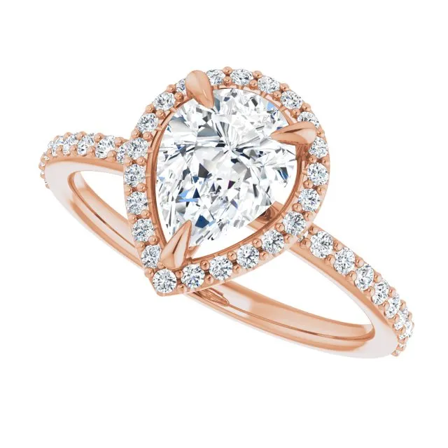 Pear Cut Diamond Halo Engagement Ring