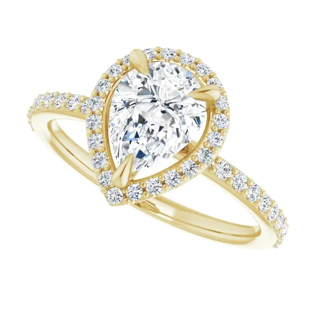Pear Cut Diamond Halo Engagement Ring