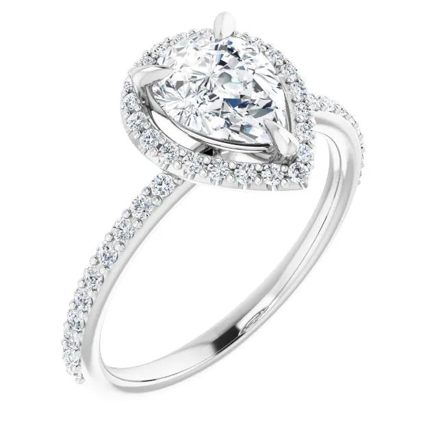 Pear Cut Diamond Halo Engagement Ring
