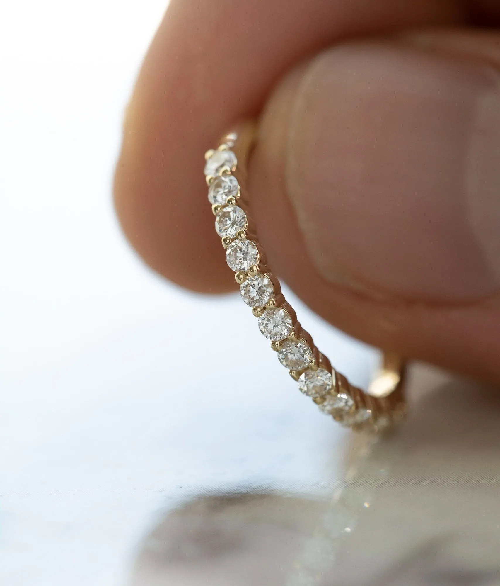 Petite Shared Prong Wedding Band with Round diamonds