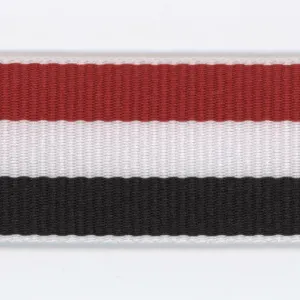 Polyester Stripe Grosgrain Ribbon #31 Rose Red & White & Black
