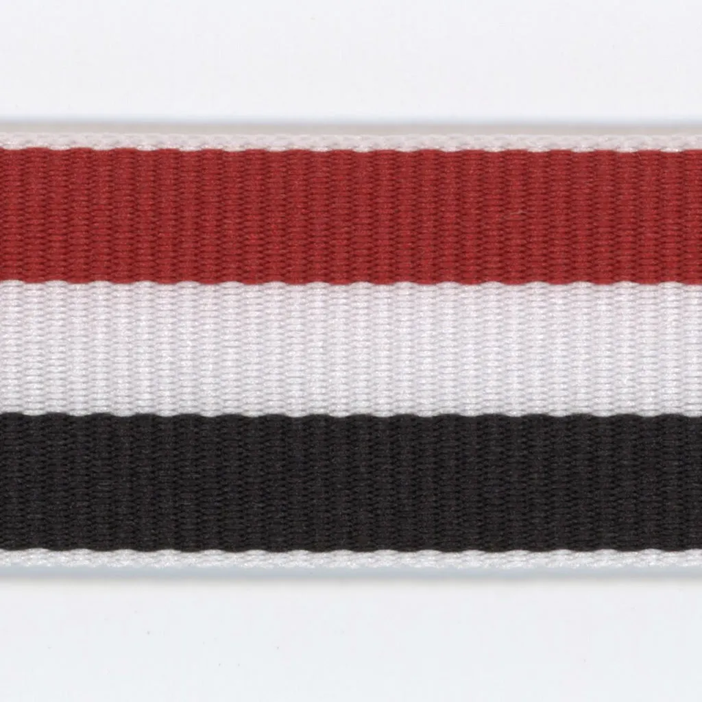 Polyester Stripe Grosgrain Ribbon #31 Rose Red & White & Black