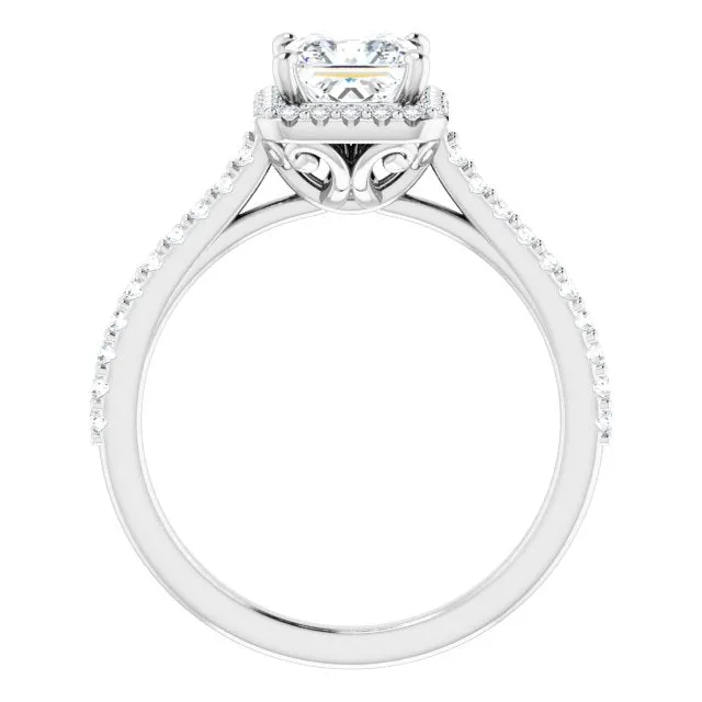 Princess Diamond Halo Engagement Ring