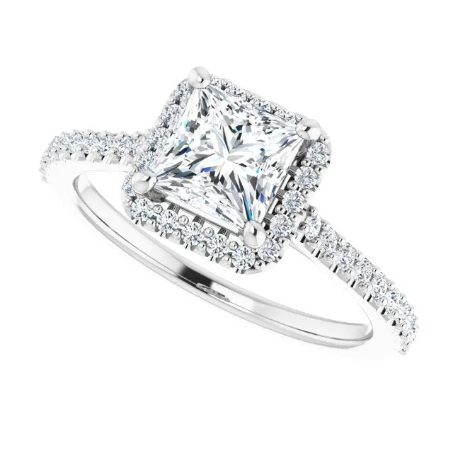 Princess Diamond Halo Engagement Ring