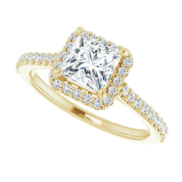 Princess Diamond Halo Engagement Ring