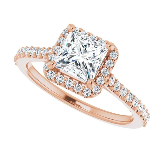 Princess Diamond Halo Engagement Ring