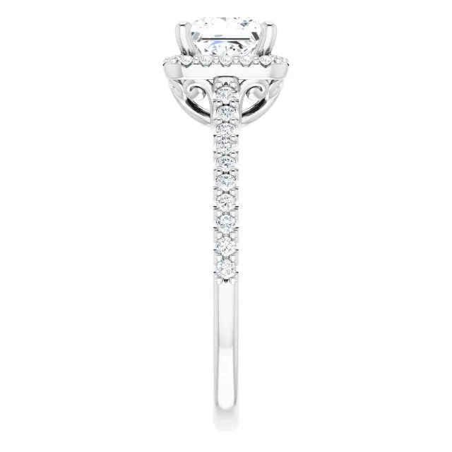 Princess Diamond Halo Engagement Ring