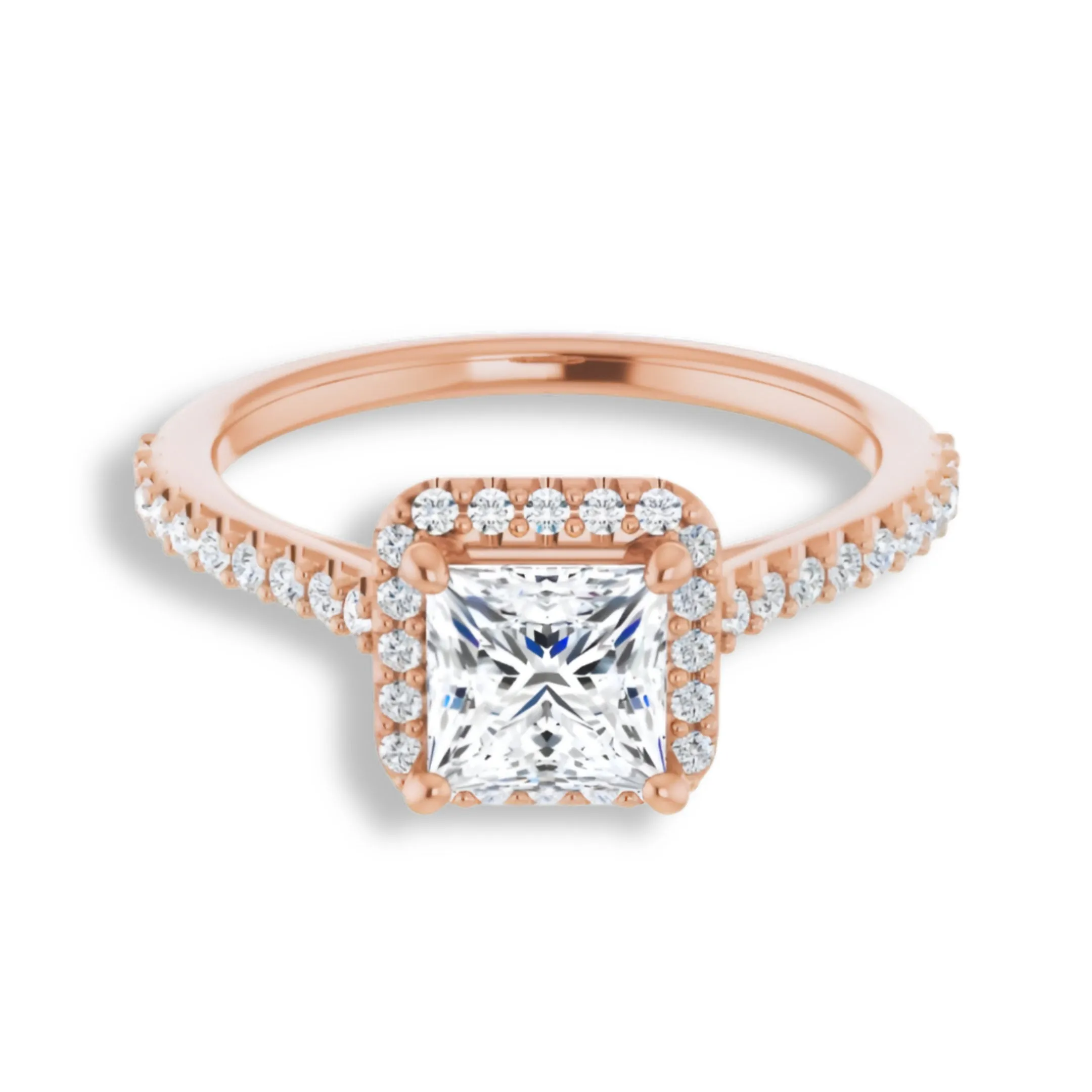 Princess Diamond Halo Engagement Ring