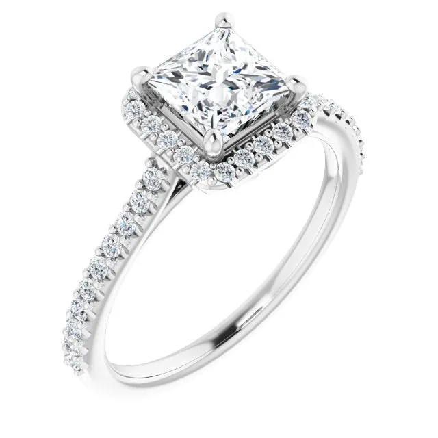 Princess Diamond Halo Engagement Ring
