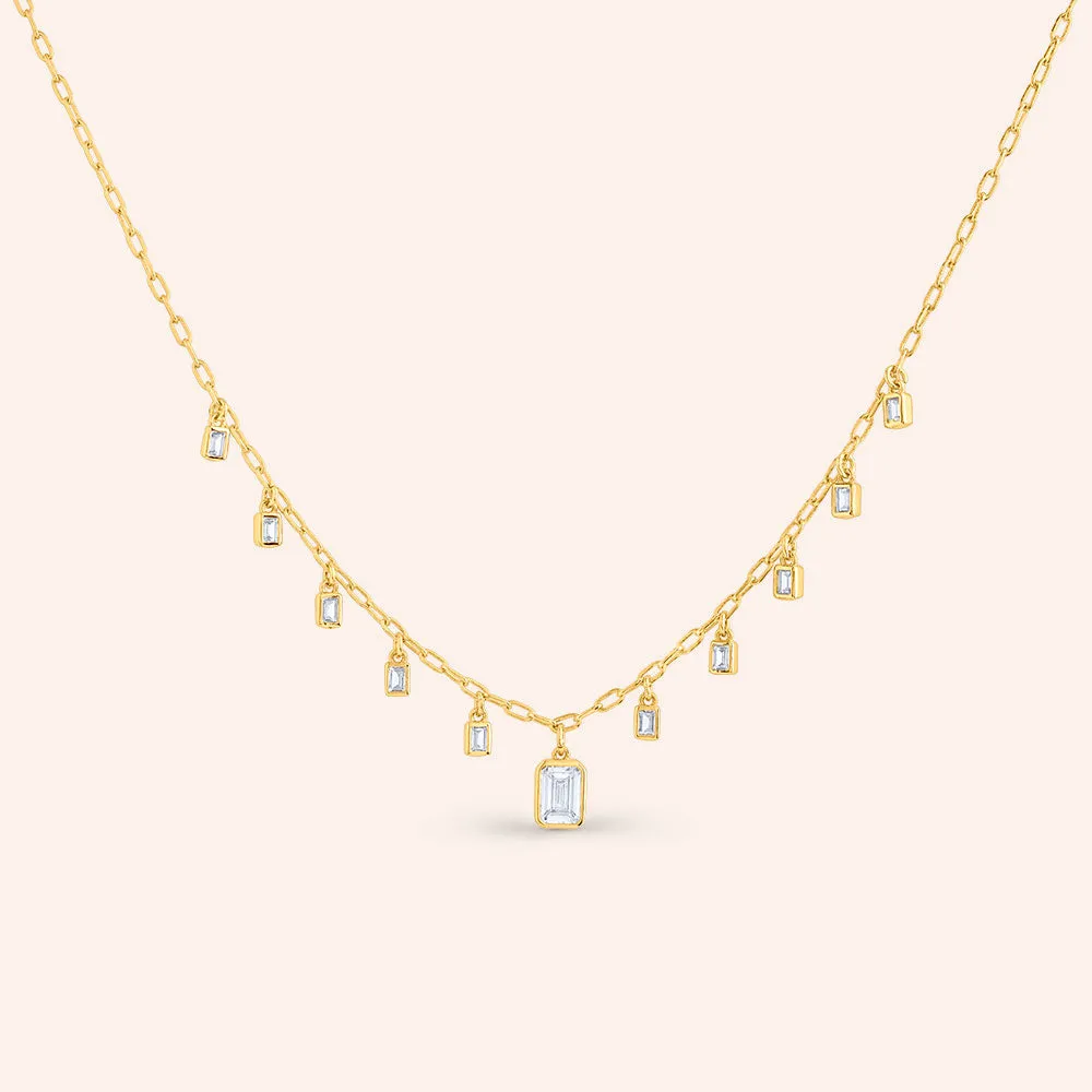 "Radiance" 3.8CTW Baguette Station Necklace
