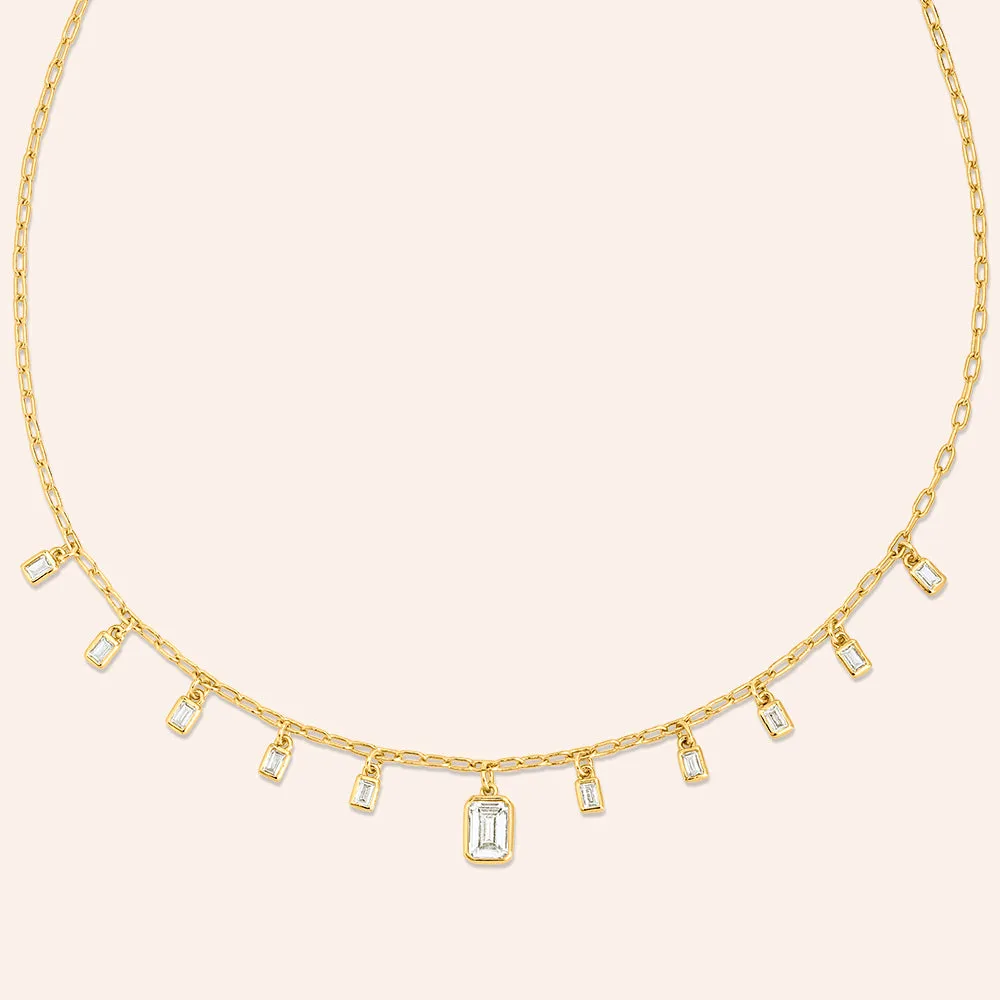 "Radiance" 3.8CTW Baguette Station Necklace