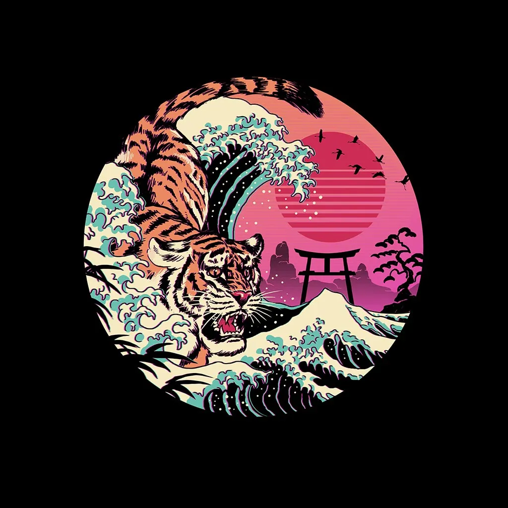 Rad Tiger Wave by Vincent Trinidad Unisex Denim Jacket