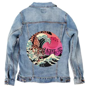 Rad Tiger Wave by Vincent Trinidad Unisex Denim Jacket