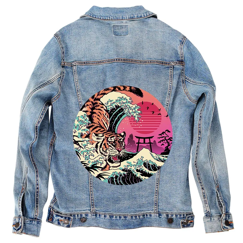 Rad Tiger Wave by Vincent Trinidad Unisex Denim Jacket