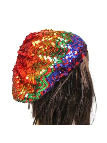 Rainbow Sequin Beret Hat