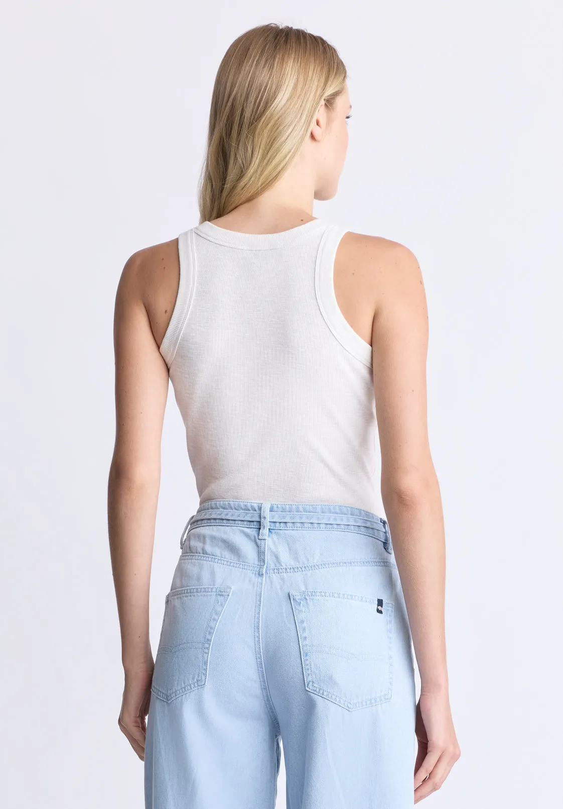 Regine Women's Ribbed Tank Top, Cloud White - KT0119H