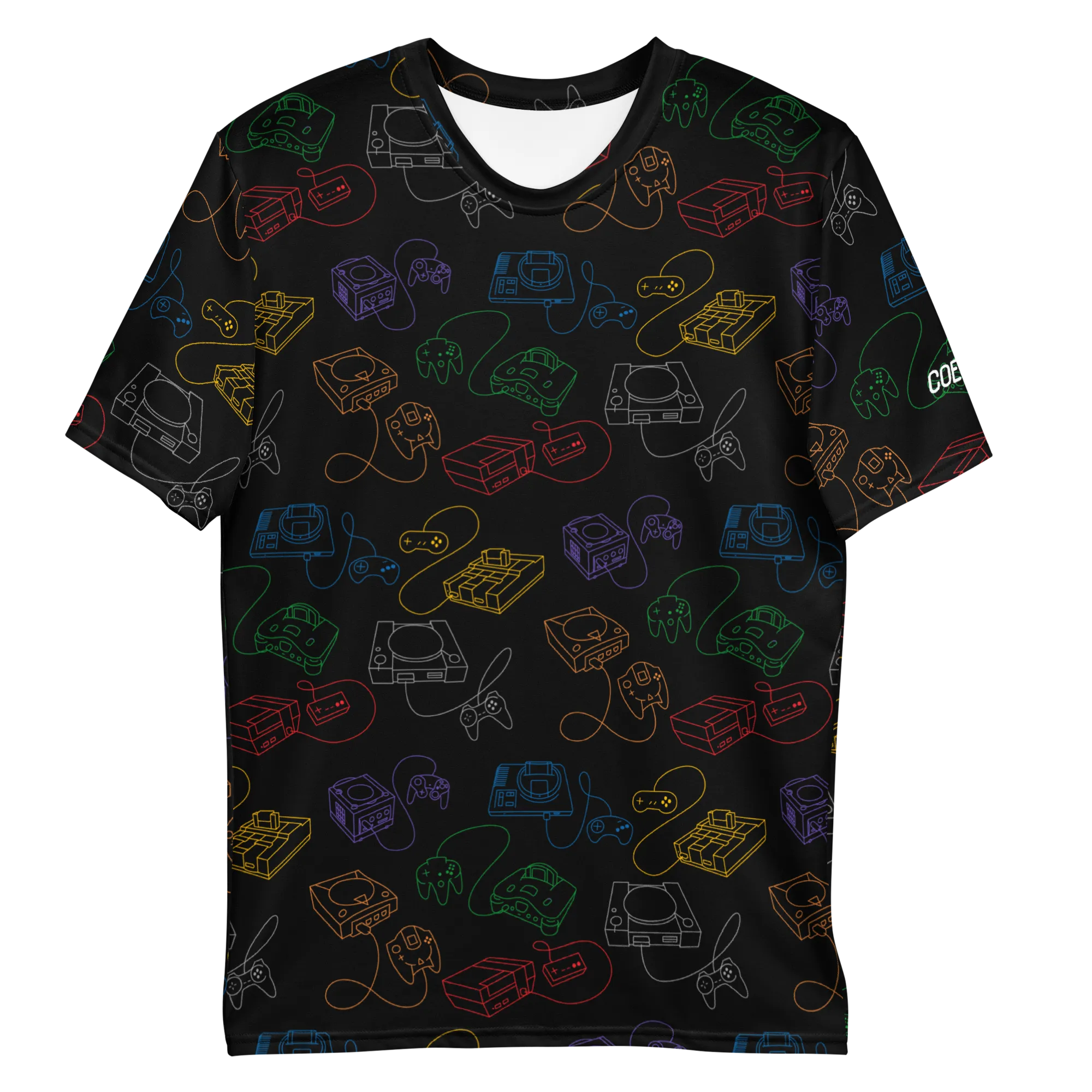 Retro Consoles All-Over Crew-Neck T-Shirt Rainbow