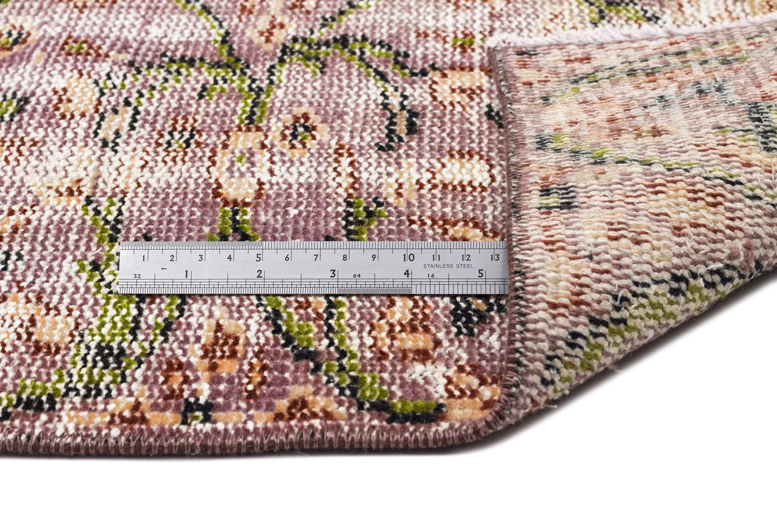 Retro Design Powder Pink Over Dyed Vintage Rug 4'9'' x 7'7'' ft 146 x 230 cm