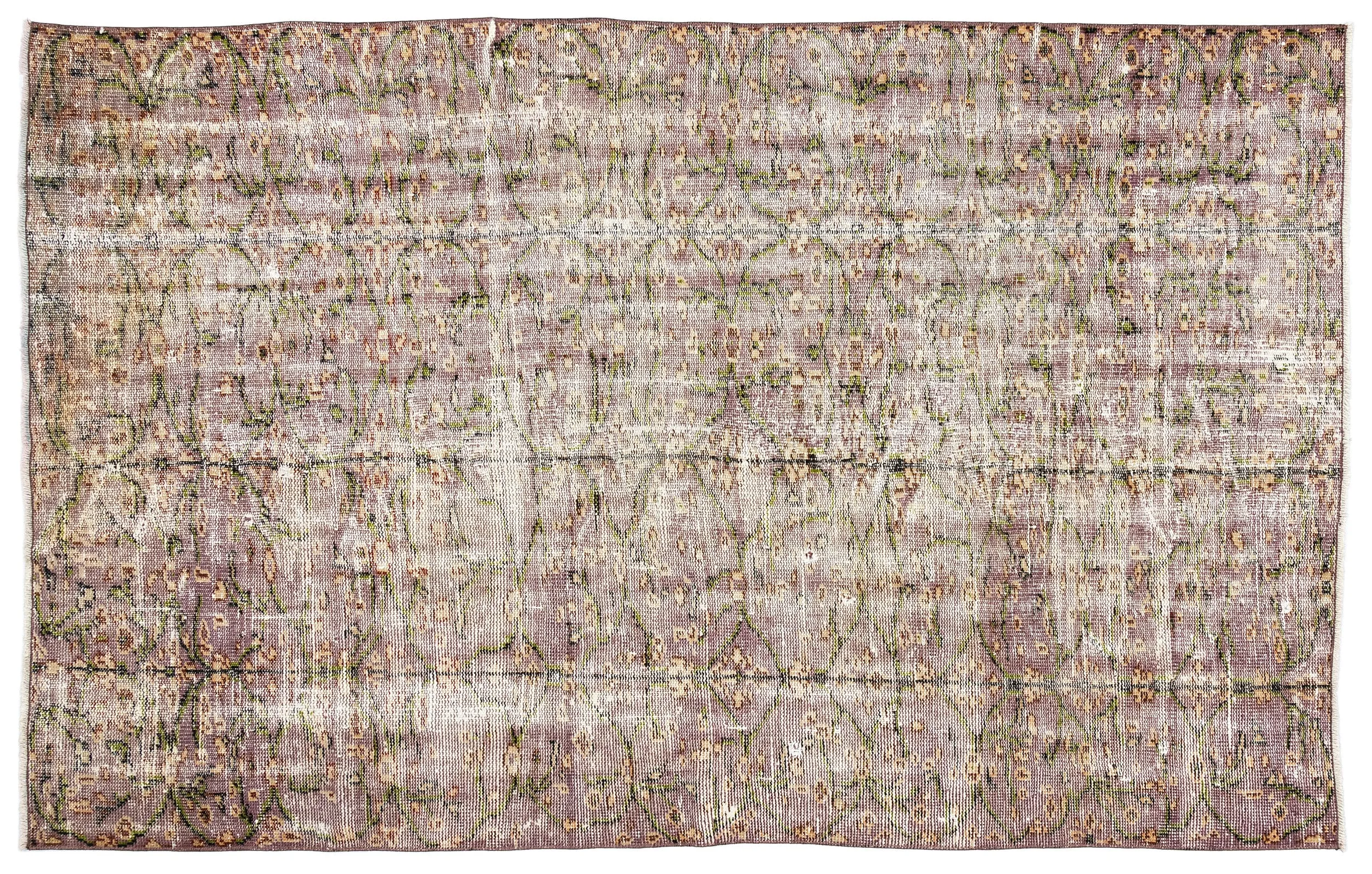 Retro Design Powder Pink Over Dyed Vintage Rug 4'9'' x 7'7'' ft 146 x 230 cm
