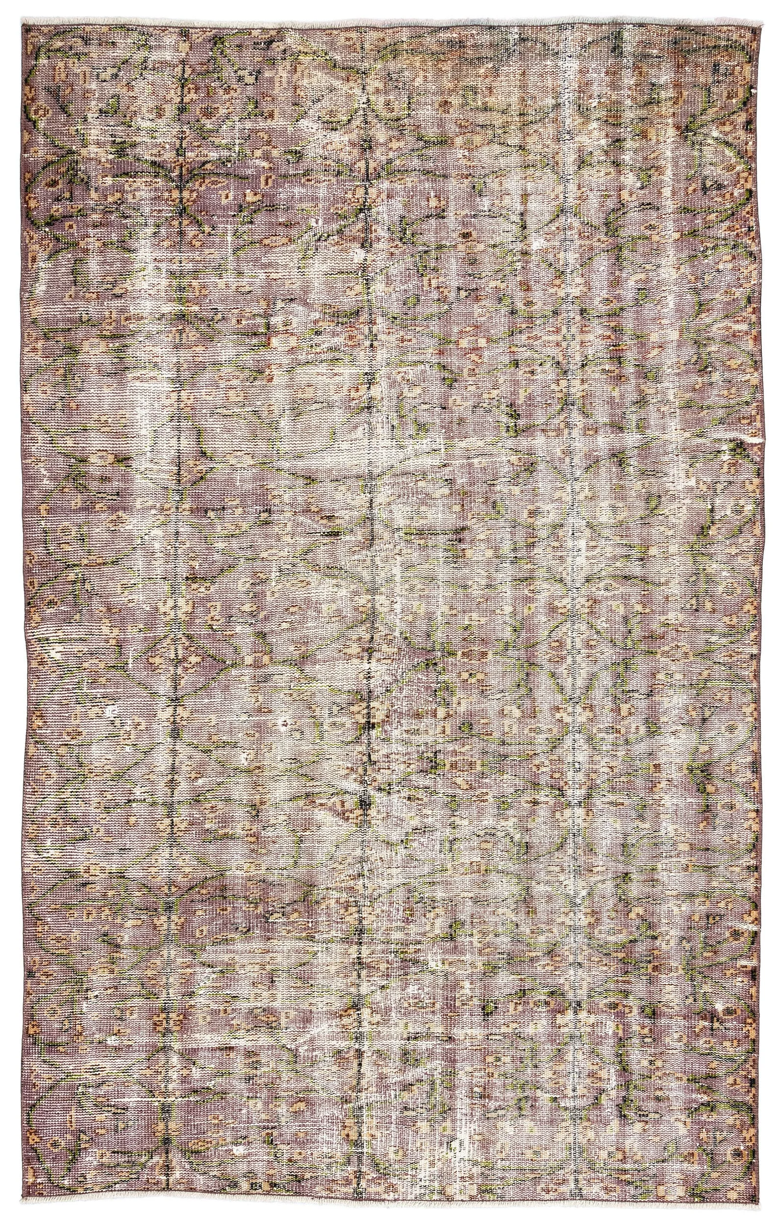 Retro Design Powder Pink Over Dyed Vintage Rug 4'9'' x 7'7'' ft 146 x 230 cm