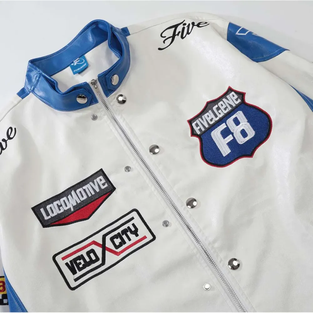 Retro High Street Motorcycle Stand Collar Jacket