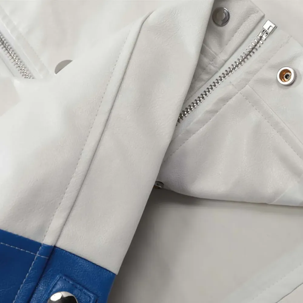 Retro High Street Motorcycle Stand Collar Jacket