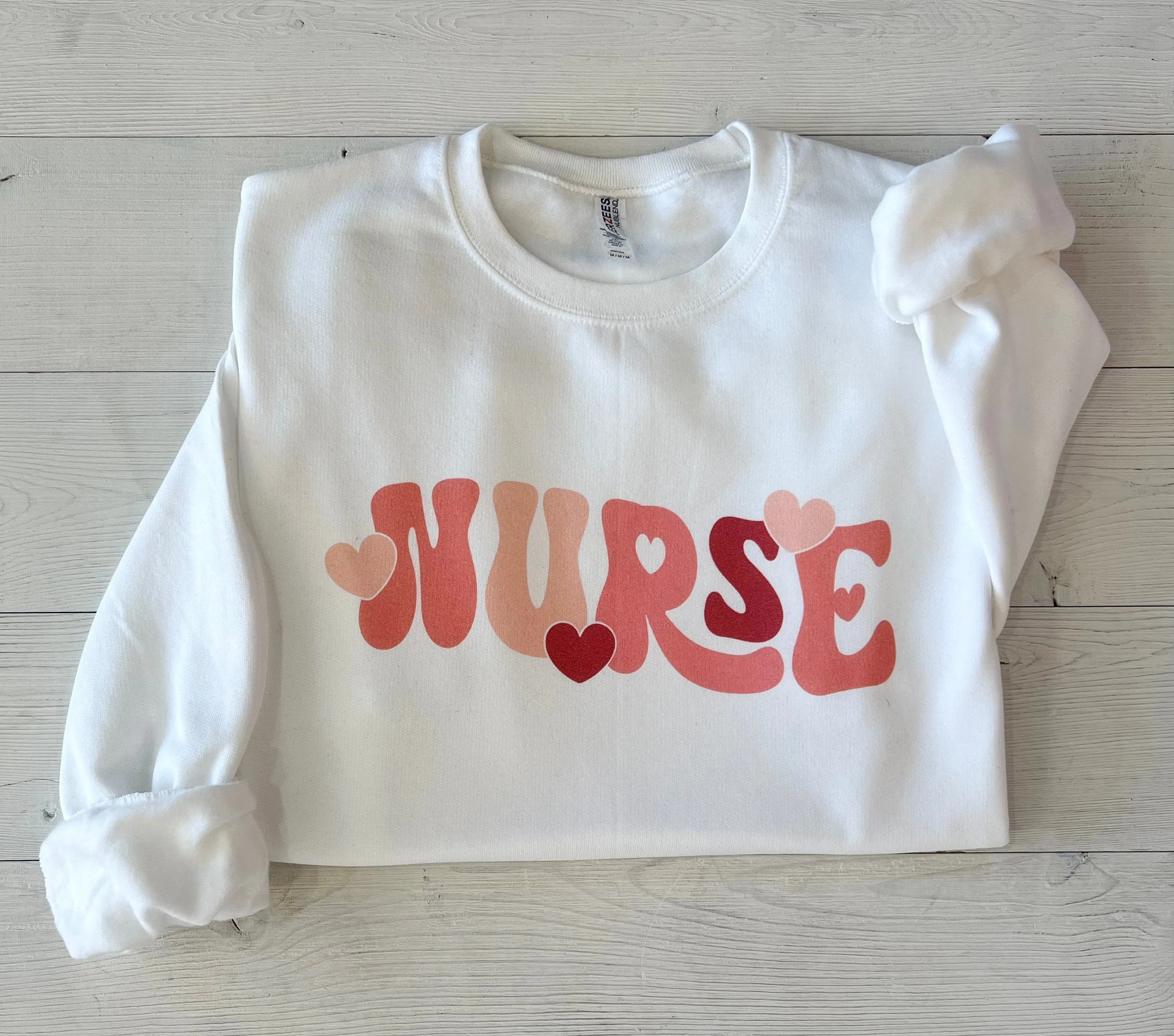 Retro Nurse Valentines Day Crewneck Sweatshirt
