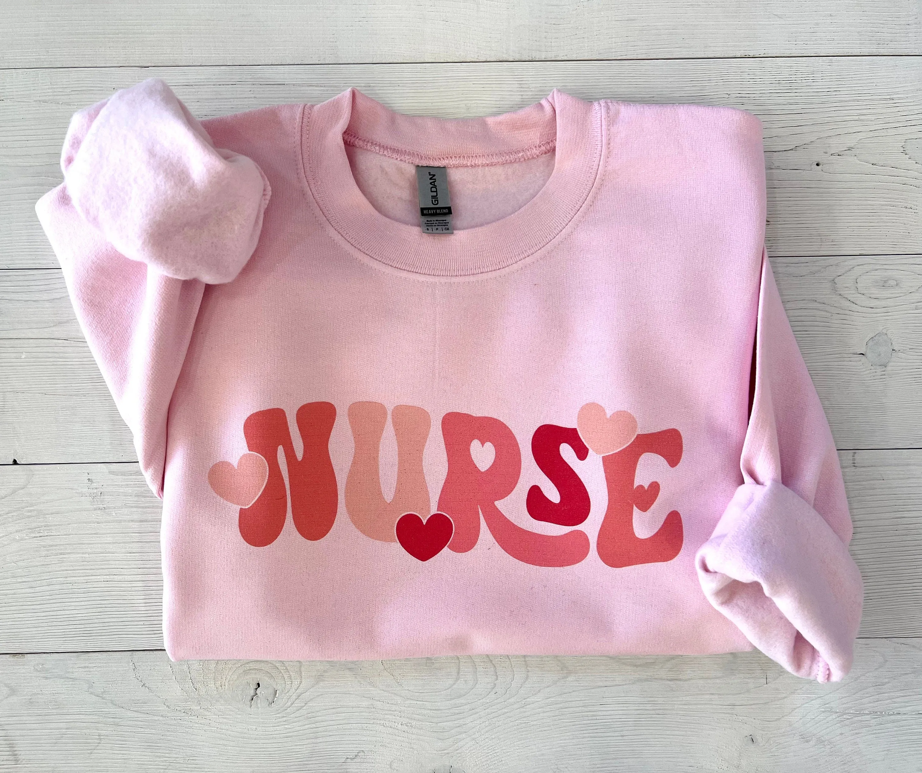 Retro Nurse Valentines Day Crewneck Sweatshirt