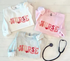 Retro Nurse Valentines Day Crewneck Sweatshirt