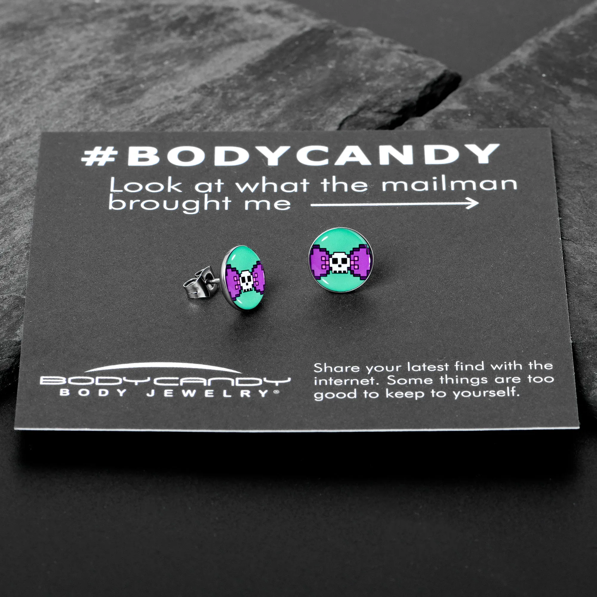 Retro Pixel Skull Stud Earrings