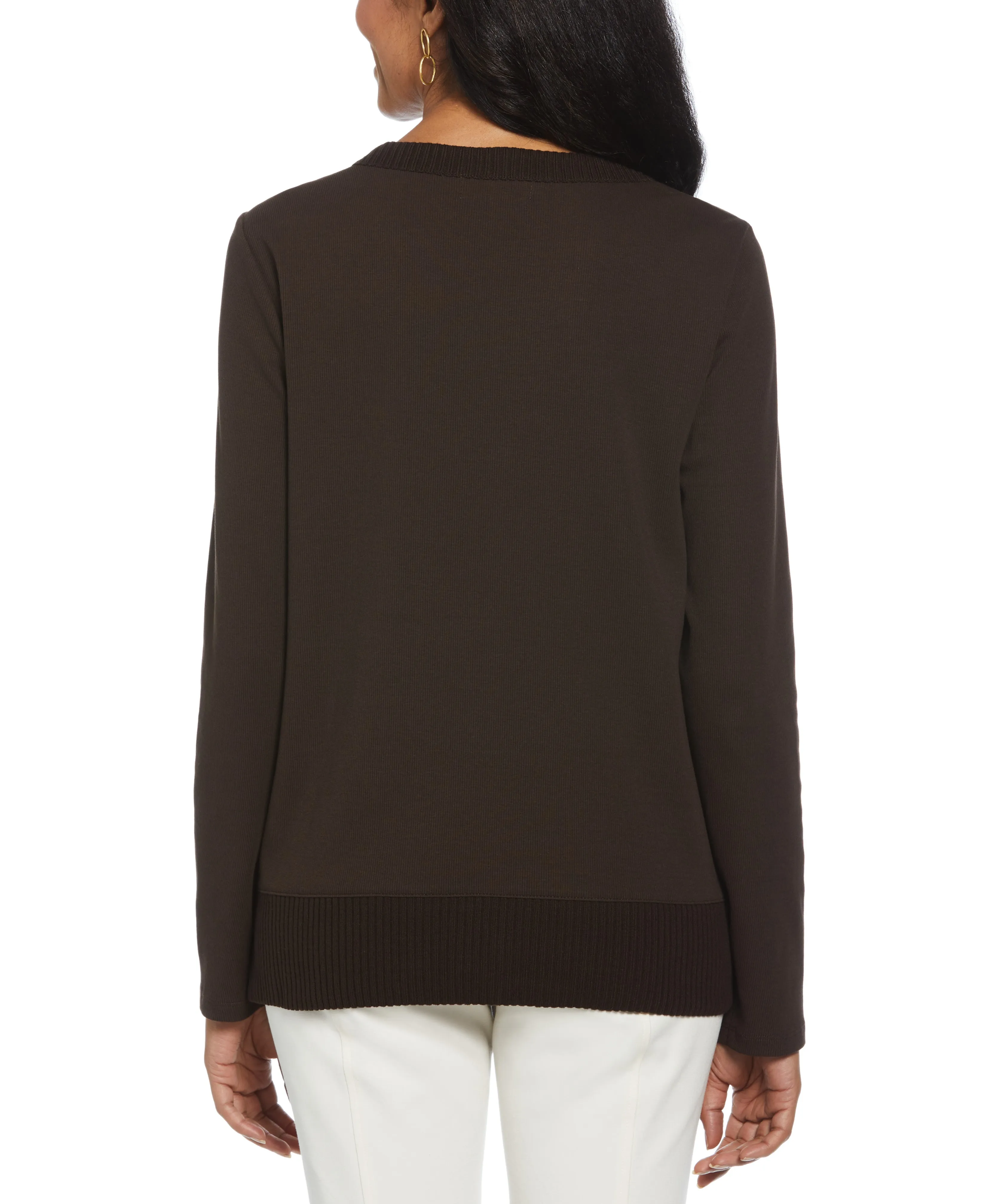 Ribbed Asymmetrical Fringe Hem Top