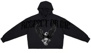 Roku Studio -  Respect Or Die Crop Hoodie - Black