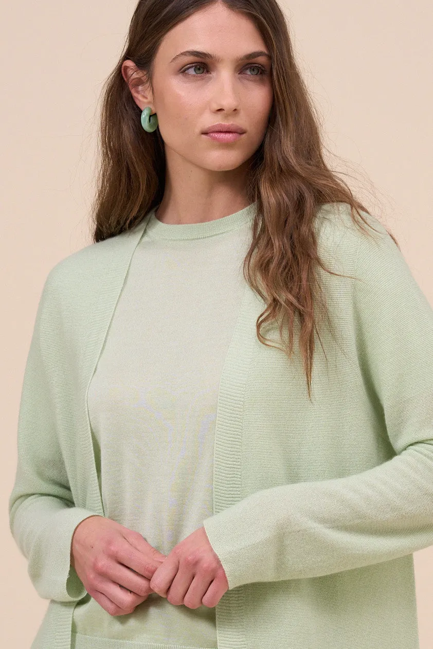ROMETTA LIGHT GREEN CASHMERE SILK CARDIGAN